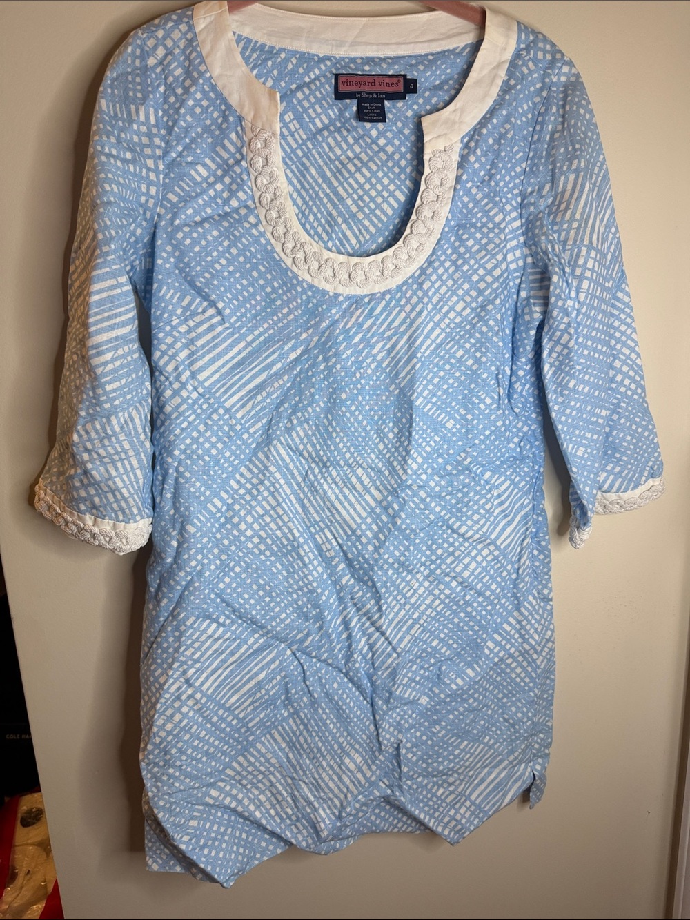 Vineyard Vines Light Blue & White Crosshatch Tunic